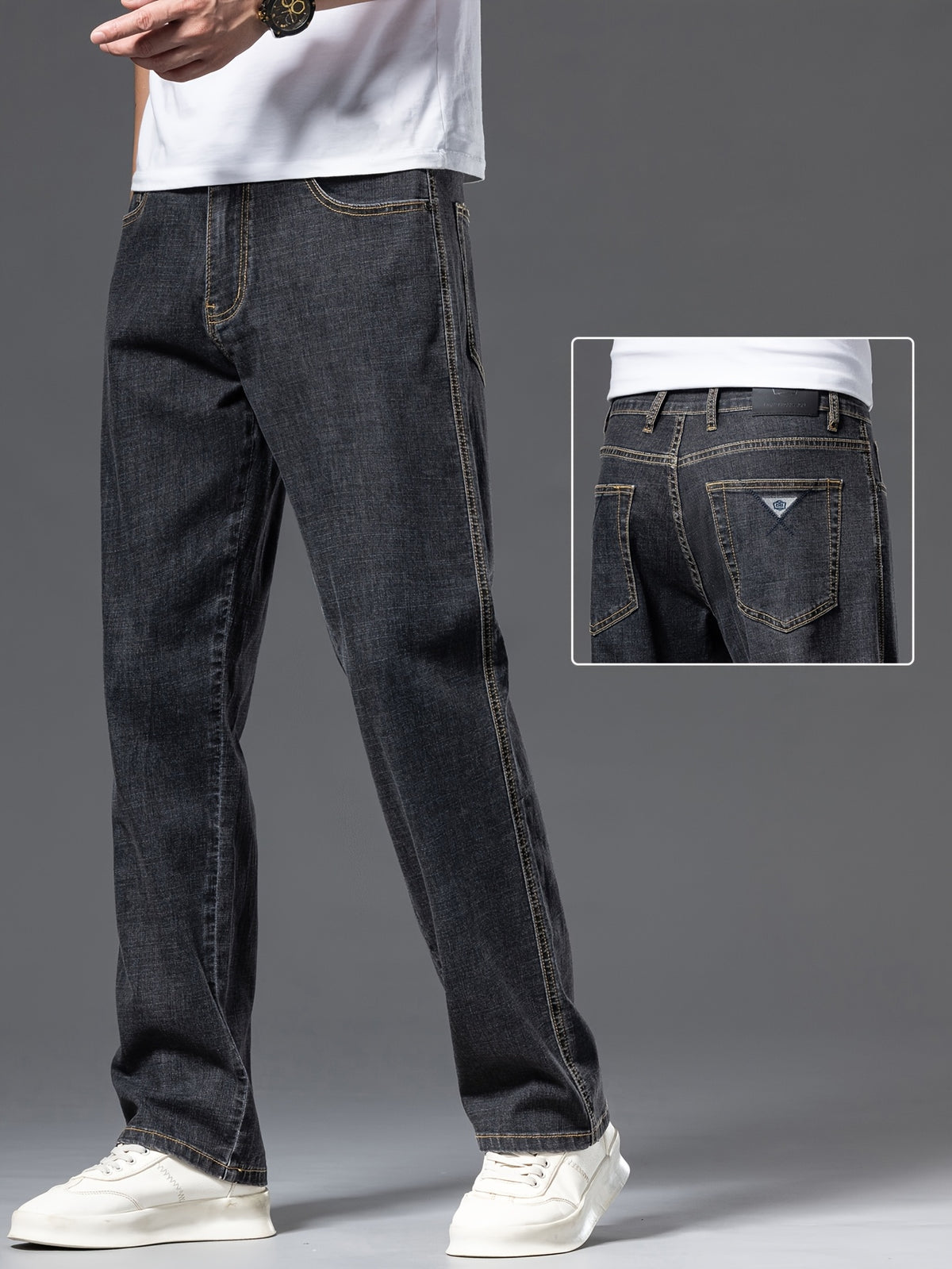 Geng Yuanshi High-End Summer Men's Jeans New Trend Fashion Straight-Leg Light Business Stretch Denim Pants, Autumn Essentials