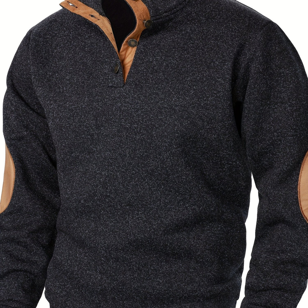 Autumn and winter Men's stand-collar long-sleeve casual sweatshirt top - Black / NZ 40