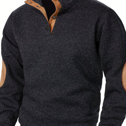 Autumn and winter Men's stand-collar long-sleeve casual sweatshirt top - Black / NZ 40