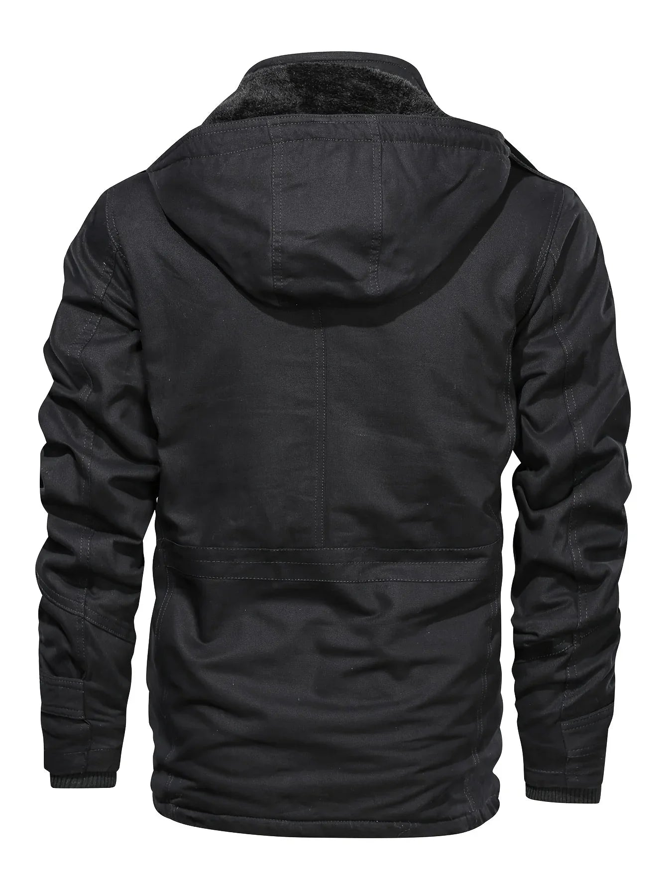 Men'S Thickened Warm Mid-Length Heavyweight Jacket with Detachable Hood - Multiple Zippered Pockets, Casual Outdoor Workwear, Polyester Lined, Button-Up Front, Regular Fit for Cold Weather, Winter Outerwear | Functional Desig