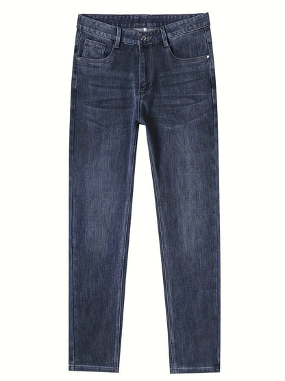 Premium Men's Jeans 2025 Trendy Slim Fit Straight-Leg Denim Pants for Autumn/Winter, Thick Casual Trousers for All Seasons