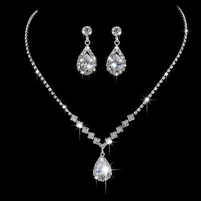 [4pcs Elegant Clutch Set] 4pcs Women's Elegant Sparkling Clutch Evening Bag Set | Decorative Chain Shoulder Bag, Rhinestone Necklace Earrings