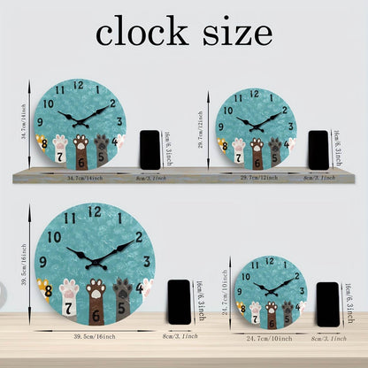 Charming Cat Paw Print Silent Wall Clock Perfect Pet Lovers Decor - Montero Milan