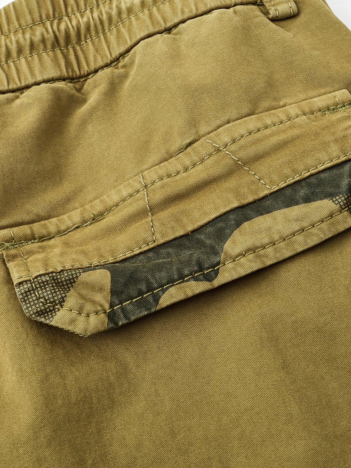 Men'S Heavy-Duty Work Shorts - Olive Green Cargo Pants with Multiple Utility Pockets, Non- Fabric for Construction, Outdoor, Everyday Casual - Adjustable Drawstring Waist - Model 9385, Outdoor Apparel, Functional Design, Dura