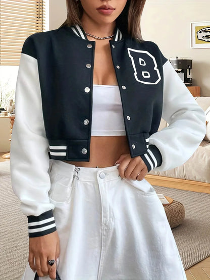 Cropped Varsity Letter Jacket - Montero Milan