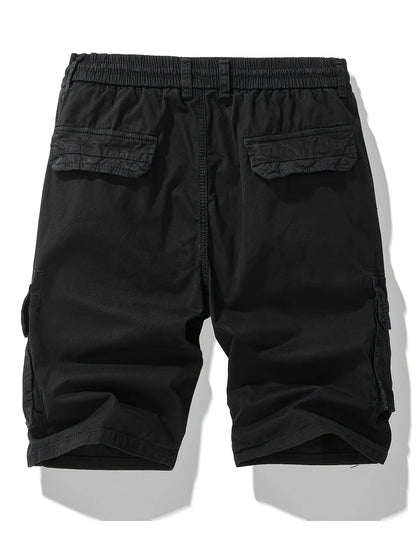Men'S Heavy-Duty Work Shorts - Olive Green Cargo Pants with Multiple Utility Pockets, Non- Fabric for Construction, Outdoor, Everyday Casual - Adjustable Drawstring Waist - Model 9385, Outdoor Apparel, Functional Design, Dura