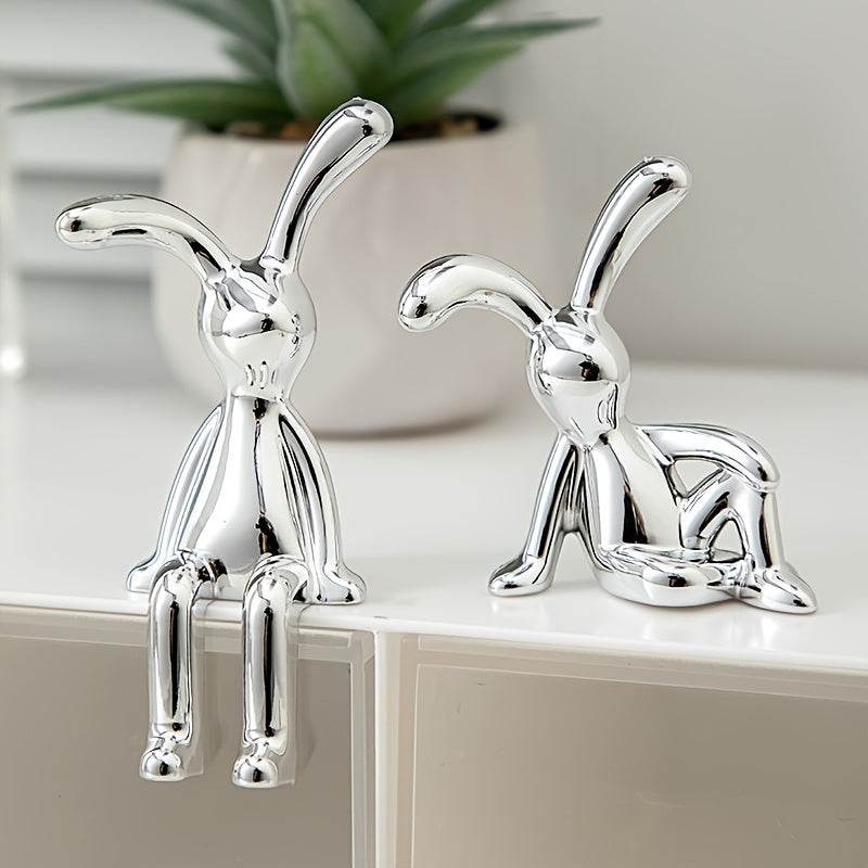 Nordic Silver Bunny Figurines – Set of 2 - Montero Milan