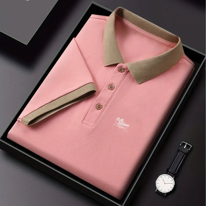 R.M.Williams Men'S Casual Summer Shirt - Beige with Green Collar & Cuffs, Button-Up Collar, Short Sleeve, Regular Fit for Gym, Outdoor Activities & Casual Attire, Gym Apparel, Classic Collar Design, Comfortable Fit