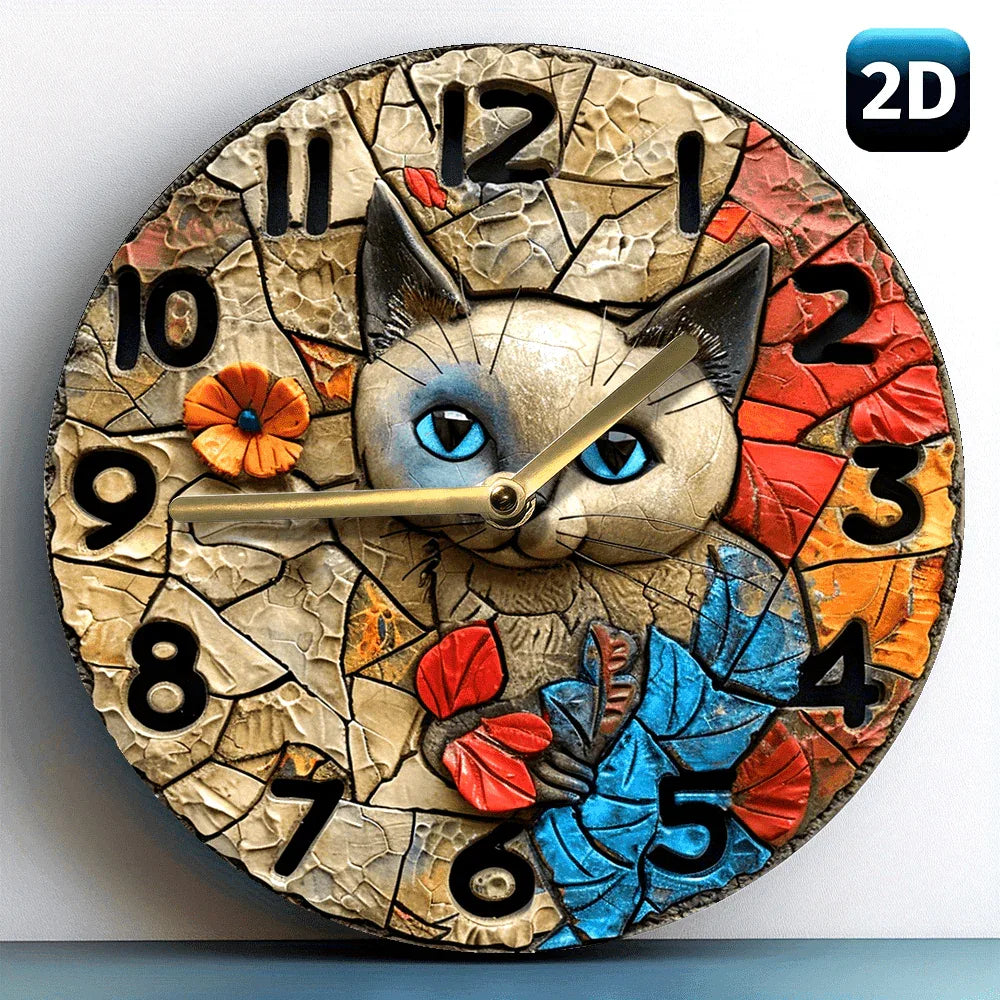 Siamese Cat Wall Clock Silent Quartz Decor Gift - Montero Milan