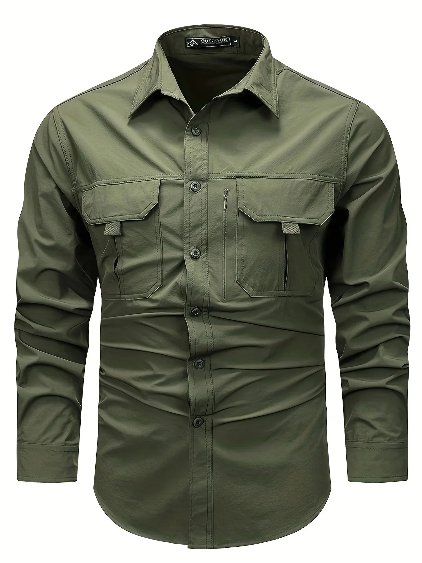 Spring And Autumn Casual Men's Long Sleeve Sunscreen Quick-drying Shirt With Multi-pockets For Outdoor Fishing
