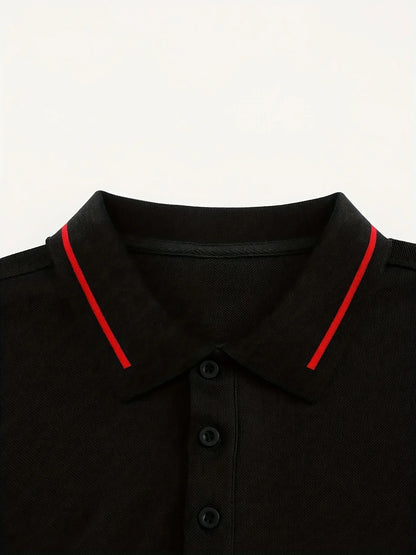 Ribbed Stretch Long Sleeve Polo