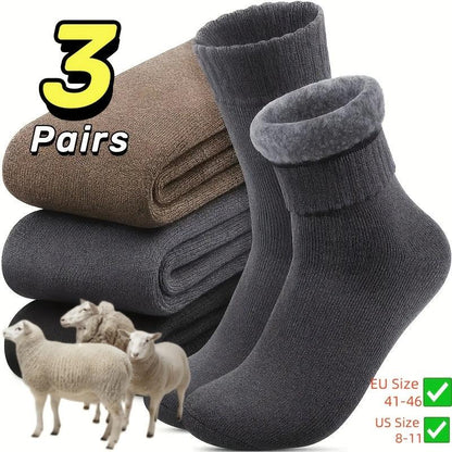 3/10 Pairs of Thick Winter Velvet Snow Socks for Men, Soft Plush Warm Boot Socks, Suitable for Outdoor Work And Leisure, a Gift for Husbands, Fathers, Or Boyfriends, Knitted Items in European Sizes (39-45) And US Sizes 9-11.