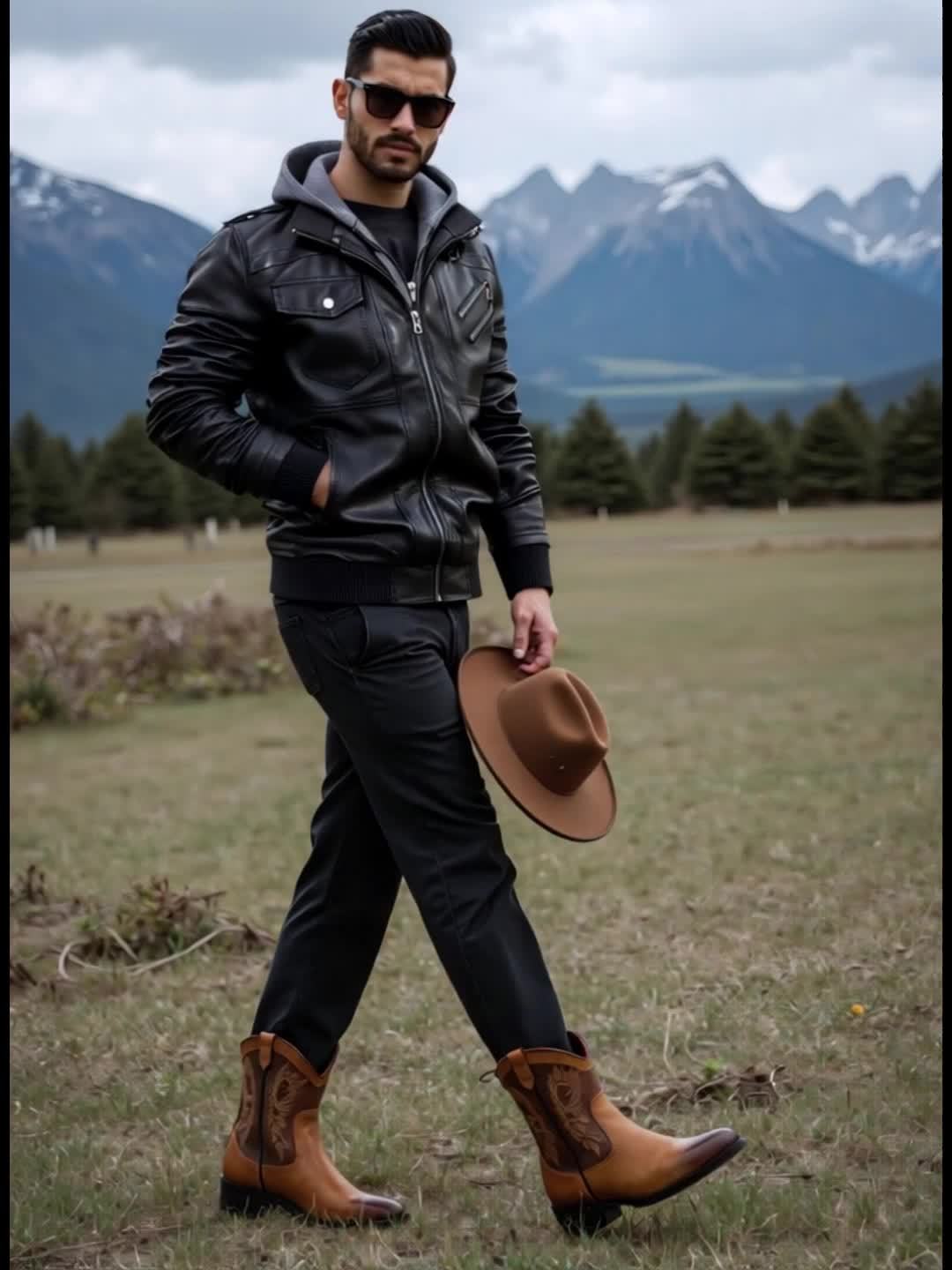 Men’s Hooded Leather Jacket