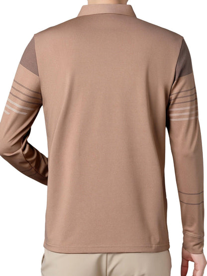 Men's Vintage-Inspired Striped Shirt with Chest Pocket - Breathable, Long Sleeve, Button Detail for Golf & Outdoor Activities