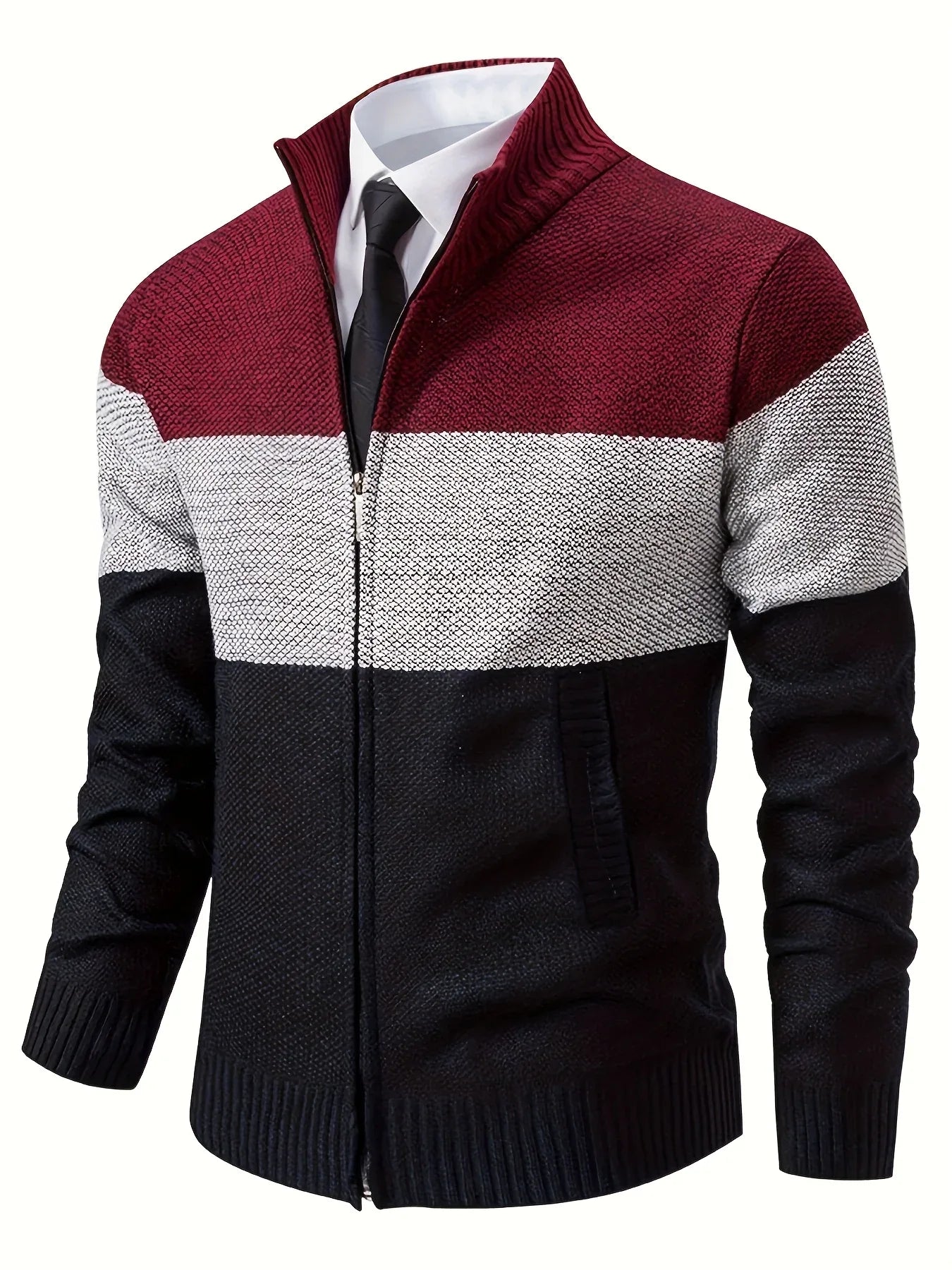Men'S Knitted Cardigan with a Stand-Up Collar, a Casual And Stylish Outerwear.