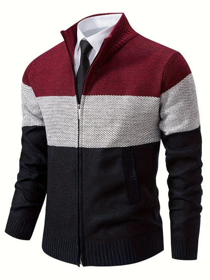 Men'S Knitted Cardigan with a Stand-Up Collar, a Casual And Stylish Outerwear.