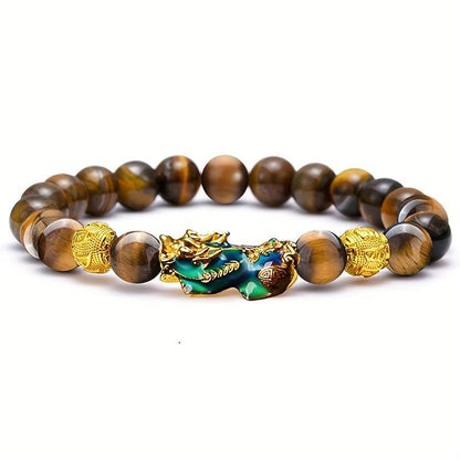 2 Pieces Natural Tiger Eye Stone Pixiu Charm Good Luck Bracelet for Men - Montero Milan