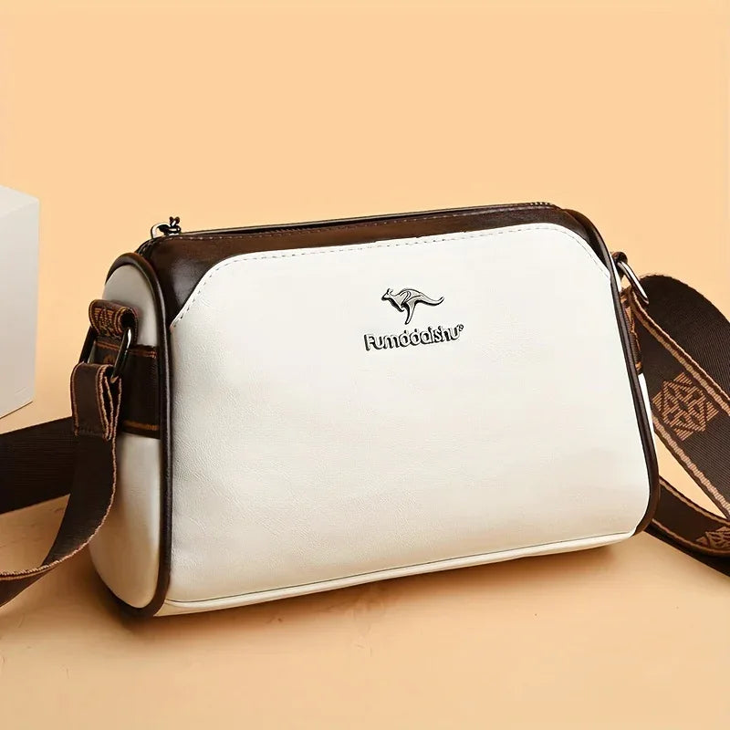 Women'S Crossbody Bag, Solid Color Pillow-Shaped Shoulder Bag with Adjustable Strap, Zipper Closure, Polyester Lining, Edge Paint Detail