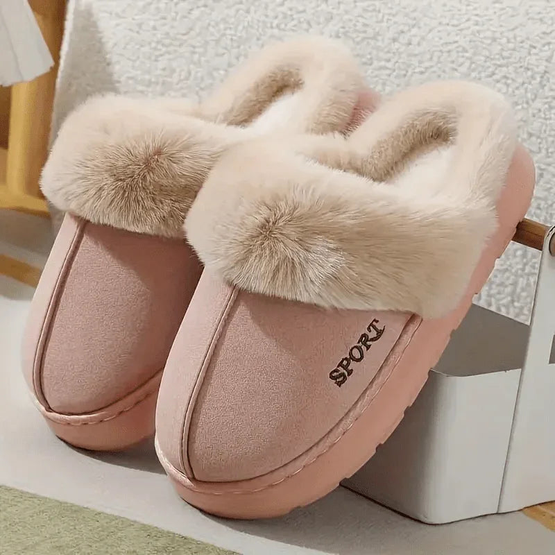 Women'S Cozy Fleece-Lined Slip-On Slippers - Soft Plush Indoor/Outdoor Shoes with EVA Sole, Warm Winter Footwear for Couples, Perfect Gift Idea, Indoor Slippers | Plush Lined Slippers | EVA Sole Slippers, Slippers for Feet