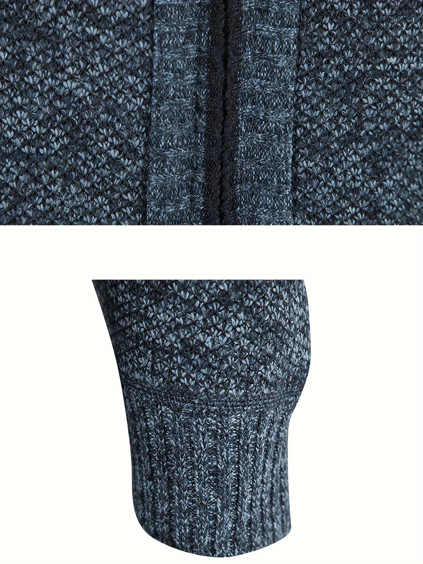 Men'S Knitted Cardigan Sweater | High Neck, Long Sleeve, Rib-Knit, All-Season, Casual Style