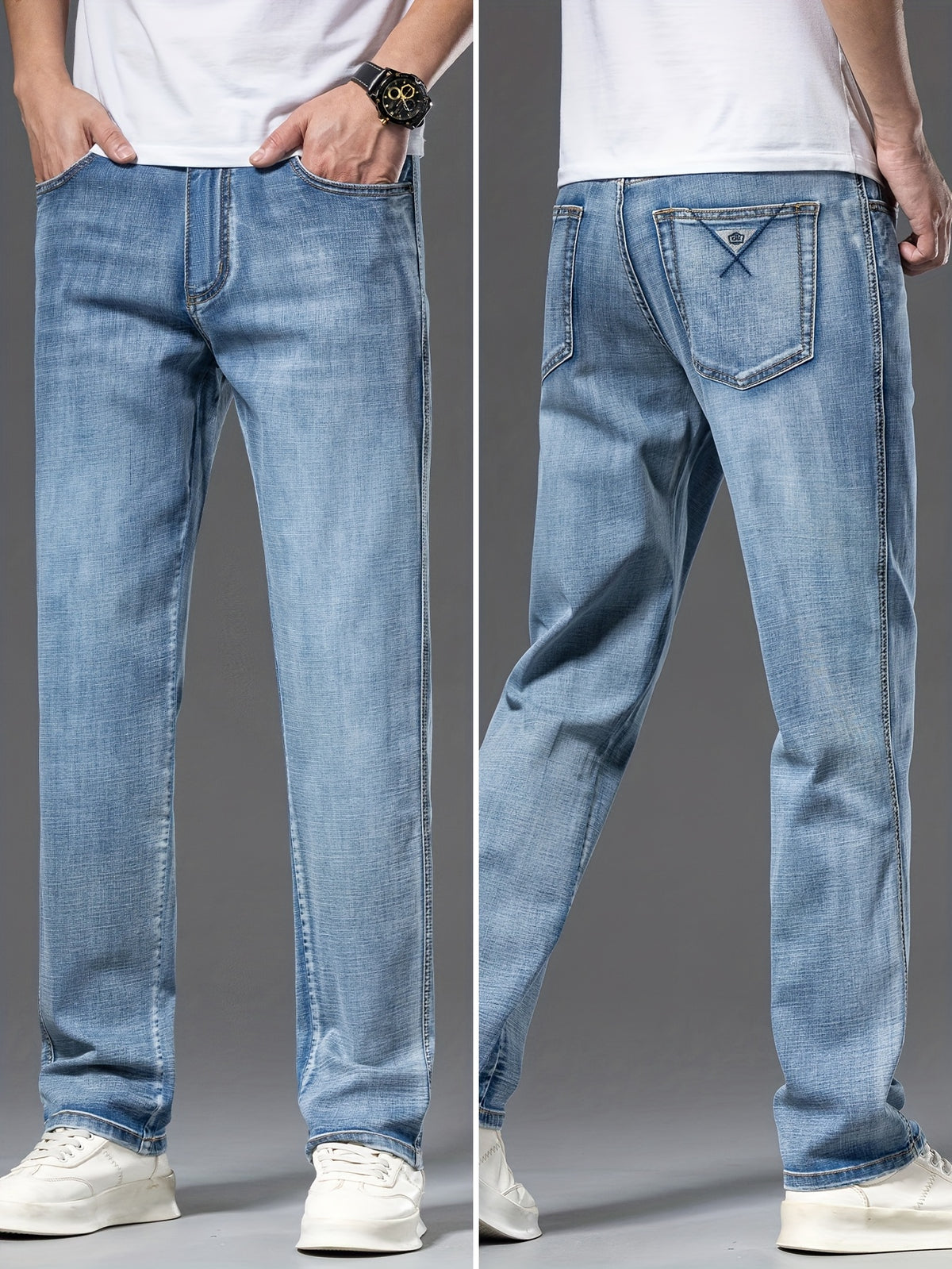 Geng Yuanshi High-End Summer Men's Jeans New Trend Fashion Straight-Leg Light Business Stretch Denim Pants, Autumn Essentials