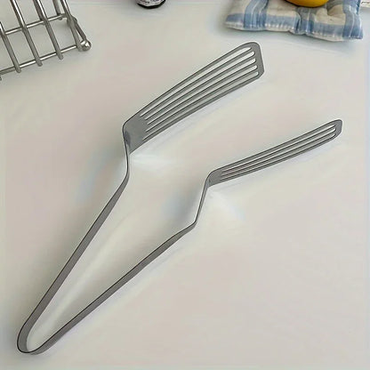 1pc, Multifunctional Stainless Steel Serving Tongs for Buffet, Fish Frying, Bread, Steak, Salad, and Dessert - Kitchen Tools for Effortless Food Prep and Presentation