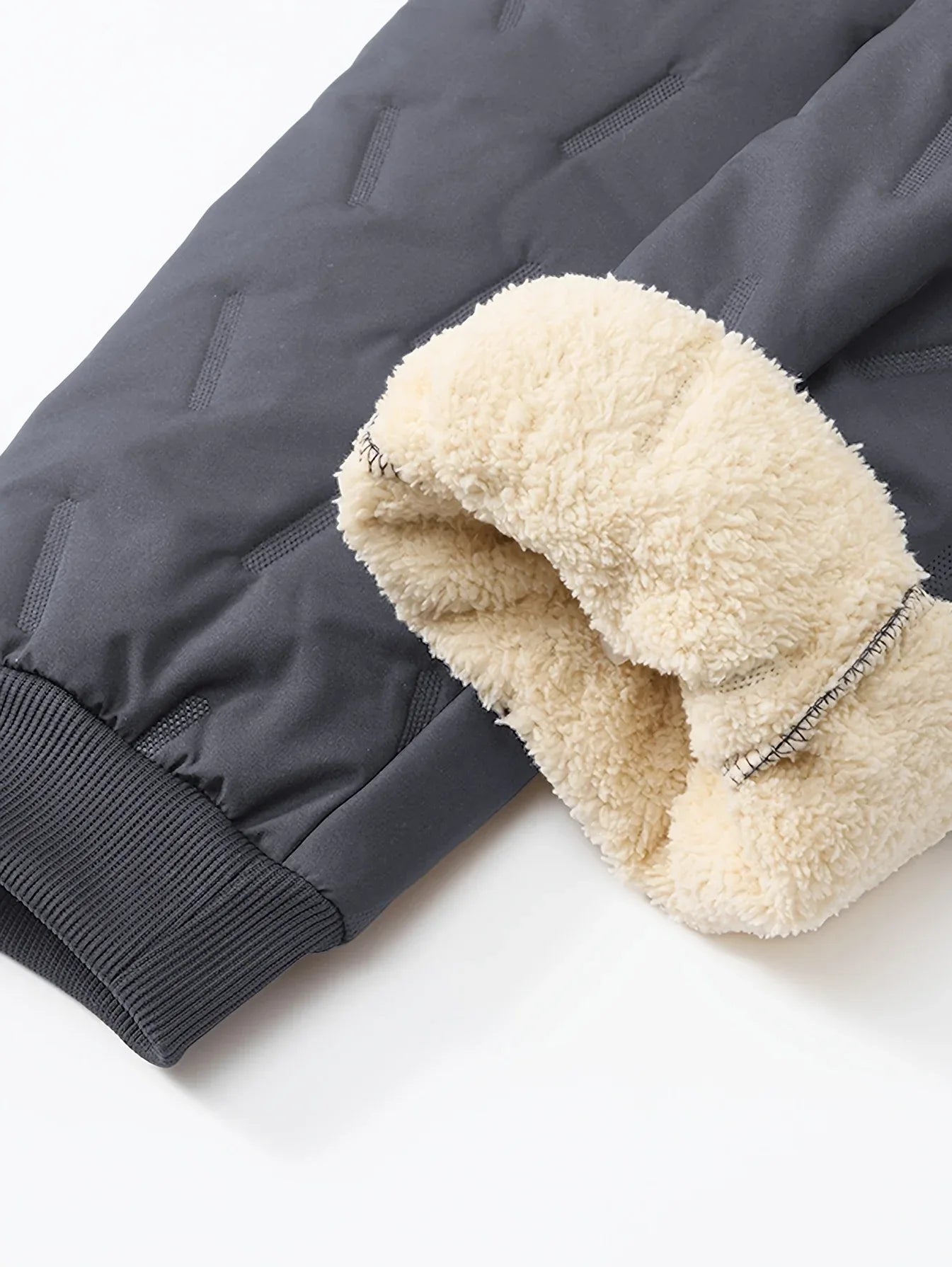 Men'S and Women'S Thickened Winter Jogger Pants with Plush Fleece Lining - Warm, Leak-Proof, Windproof, Adjustable Drawstring Waist, Zipper Pockets, Solid Color for Casual Home and Outdoor Use