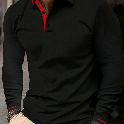 Ribbed Stretch Long Sleeve Polo