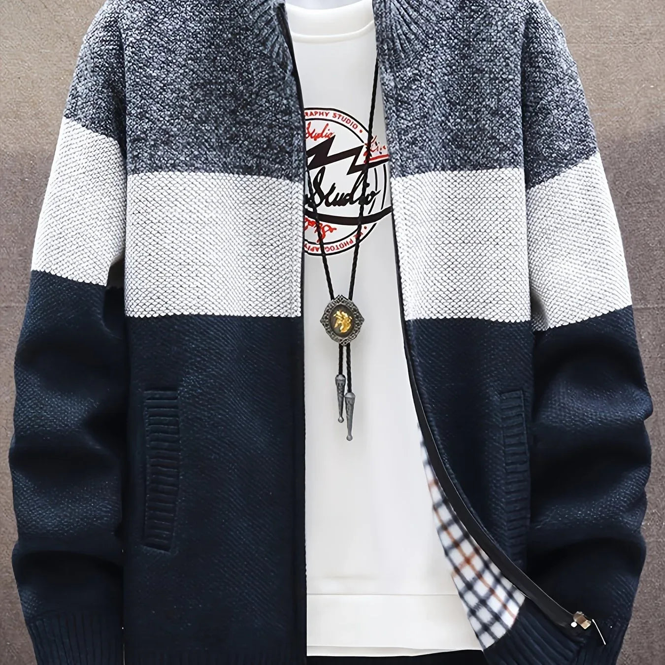 Men'S Knitted Cardigan with a Stand-Up Collar, a Casual And Stylish Outerwear.