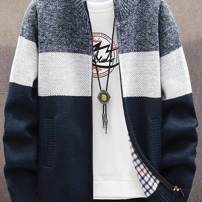 Men'S Knitted Cardigan with a Stand-Up Collar, a Casual And Stylish Outerwear.