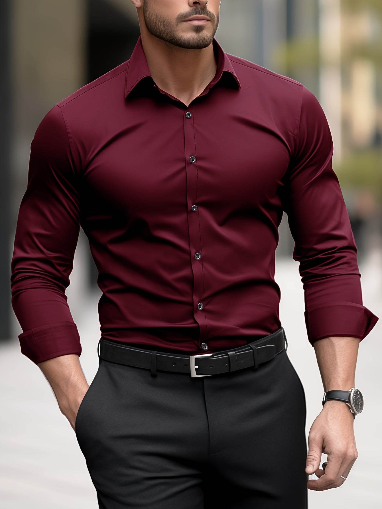 Slim Fit Glossy Dress Shirt - Montero Milan