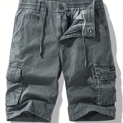 Men'S Heavy-Duty Work Shorts - Olive Green Cargo Pants with Multiple Utility Pockets, Non- Fabric for Construction, Outdoor, Everyday Casual - Adjustable Drawstring Waist - Model 9385, Outdoor Apparel, Functional Design, Dura