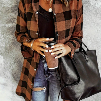 Relaxed Fit Plaid Shacket - Montero Milan