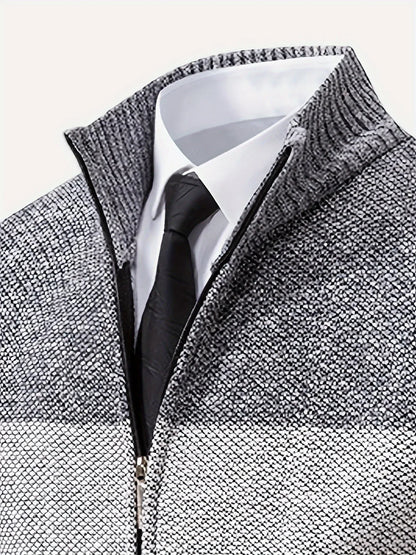 Men'S Knitted Cardigan with a Stand-Up Collar, a Casual And Stylish Outerwear.