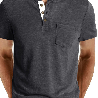 Men's Classic Cotton Blend Henley Tee - Montero Milan