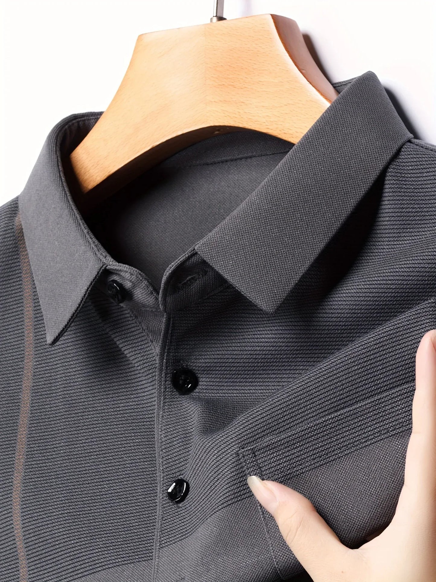 Men's Vintage-Inspired Striped Shirt with Chest Pocket - Breathable, Long Sleeve, Button Detail for Golf & Outdoor Activities