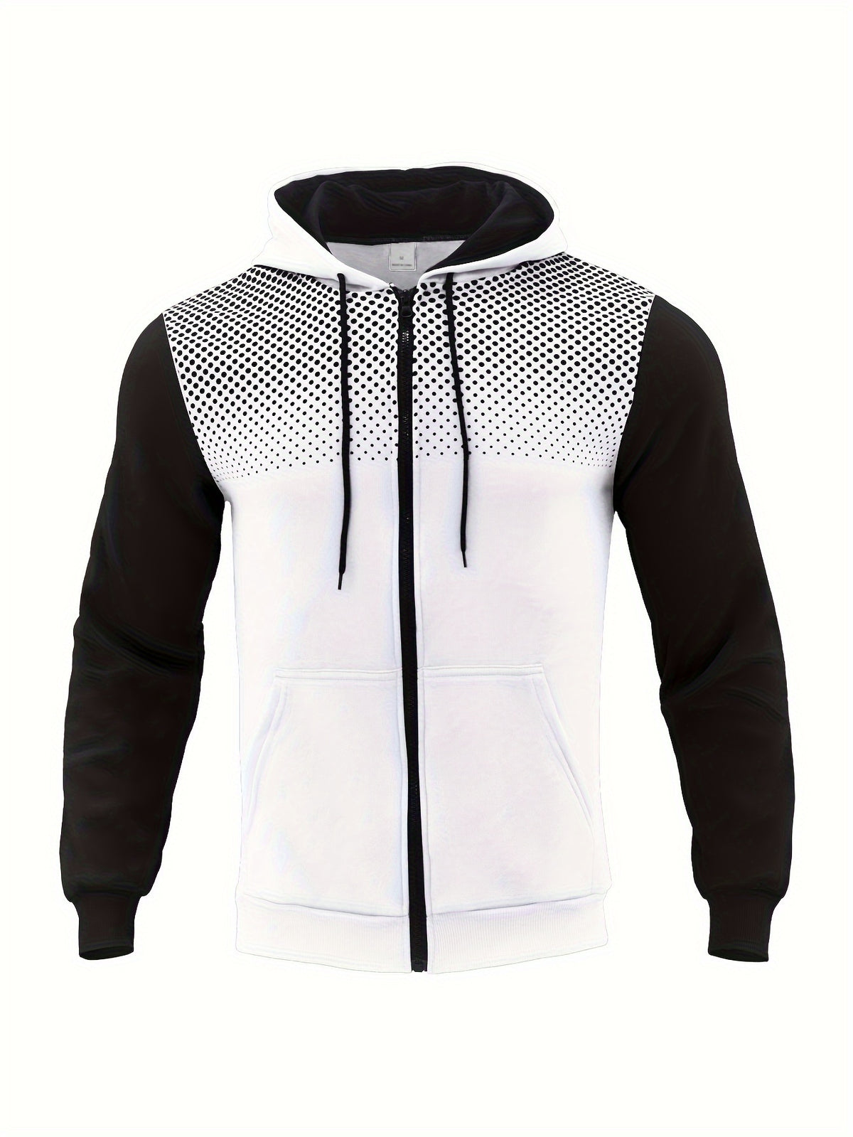 Autumn Winter New Hooded Sweatshirt Fleece Warm Thick Men'S Sports Fitness Outerwear Zipper Hooded Jacket Polka Dot Print Design