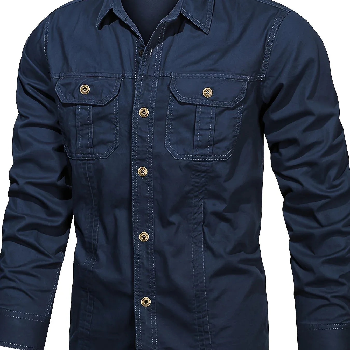 Men's Heavyweight Long Sleeve Shirt - Button-Up Formal & informal Shirt in, Classic Collar, Chest Pocket - Machine Washable Work, Outdoor, Everyday Shirt for Men - Spring/Fall Essential, Outdoor Casual Wear, Nonstretch Fabric