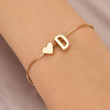 Gold Heart Initial Bracelet - Montero Milan