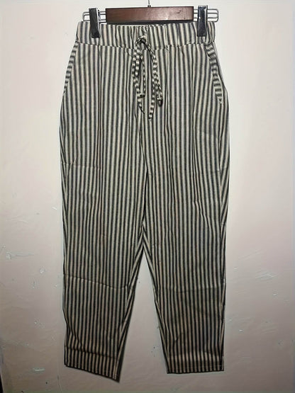 Striped High-Waisted Wide-Leg Pants - Montero Milan