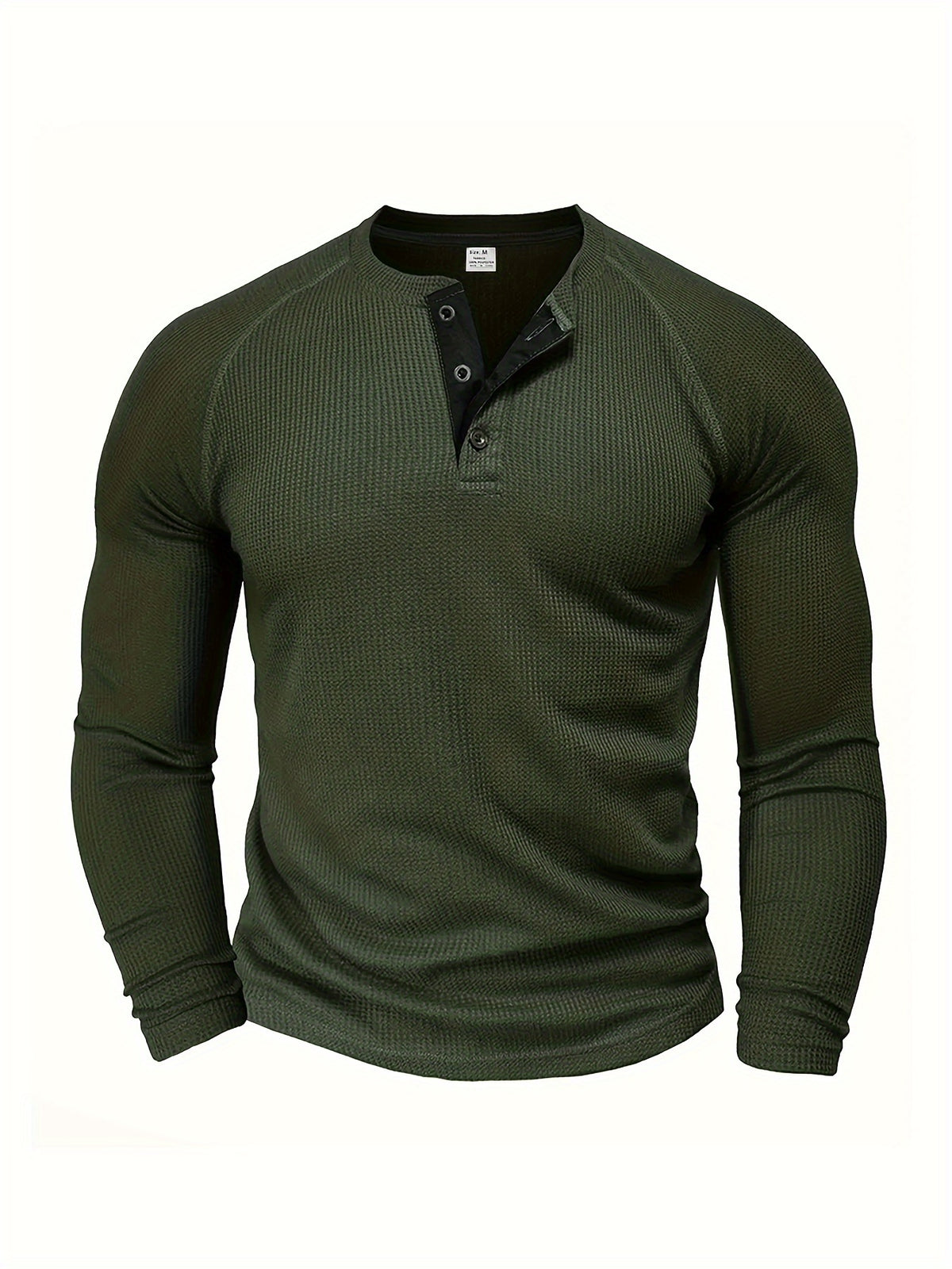 Men'S Long Sleeve T-Shirt Round Neck Open Style Pullover Henley Shirt Men'S Solid Color Fashion Versatile Top