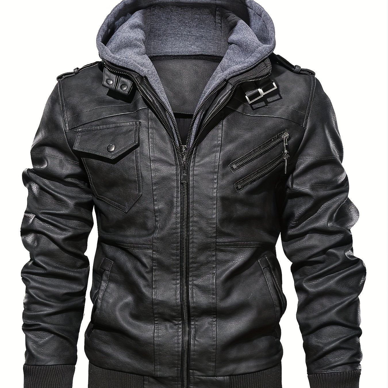 Men’s Hooded Leather Jacket