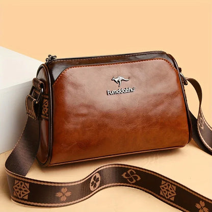 Women'S Crossbody Bag, Solid Color Pillow-Shaped Shoulder Bag with Adjustable Strap, Zipper Closure, Polyester Lining, Edge Paint Detail