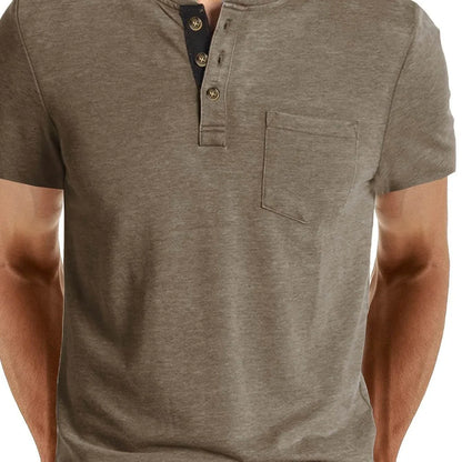 Men's Classic Cotton Blend Henley Tee - Montero Milan