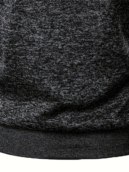 Men'S Hooded Zip-Up Sweater Jacket - Long Sleeve Thin Fleece-Lined Casual Outerwear with Front Pockets, Solid Black, Regular Fit for Fall & Winter, Autumn Winter Apparel | Hooded Sweater | Zippered Jacket, Knit, Men Hoodie Zi