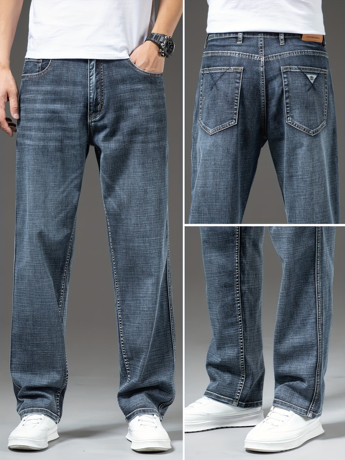 Geng Yuanshi High-End Summer Men's Jeans New Trend Fashion Straight-Leg Light Business Stretch Denim Pants, Autumn Essentials
