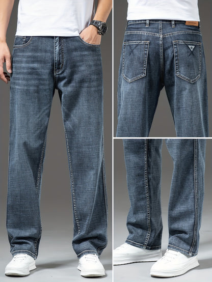 Geng Yuanshi High-End Summer Men's Jeans New Trend Fashion Straight-Leg Light Business Stretch Denim Pants, Autumn Essentials