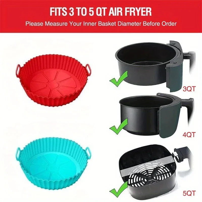 1pc Reusable Silicone Air Fryer Liner – Non-Stick Food-Grade, Universal Fit for All Air Fryers, Multi-Purpose Cooking Accessory, No Power Needed