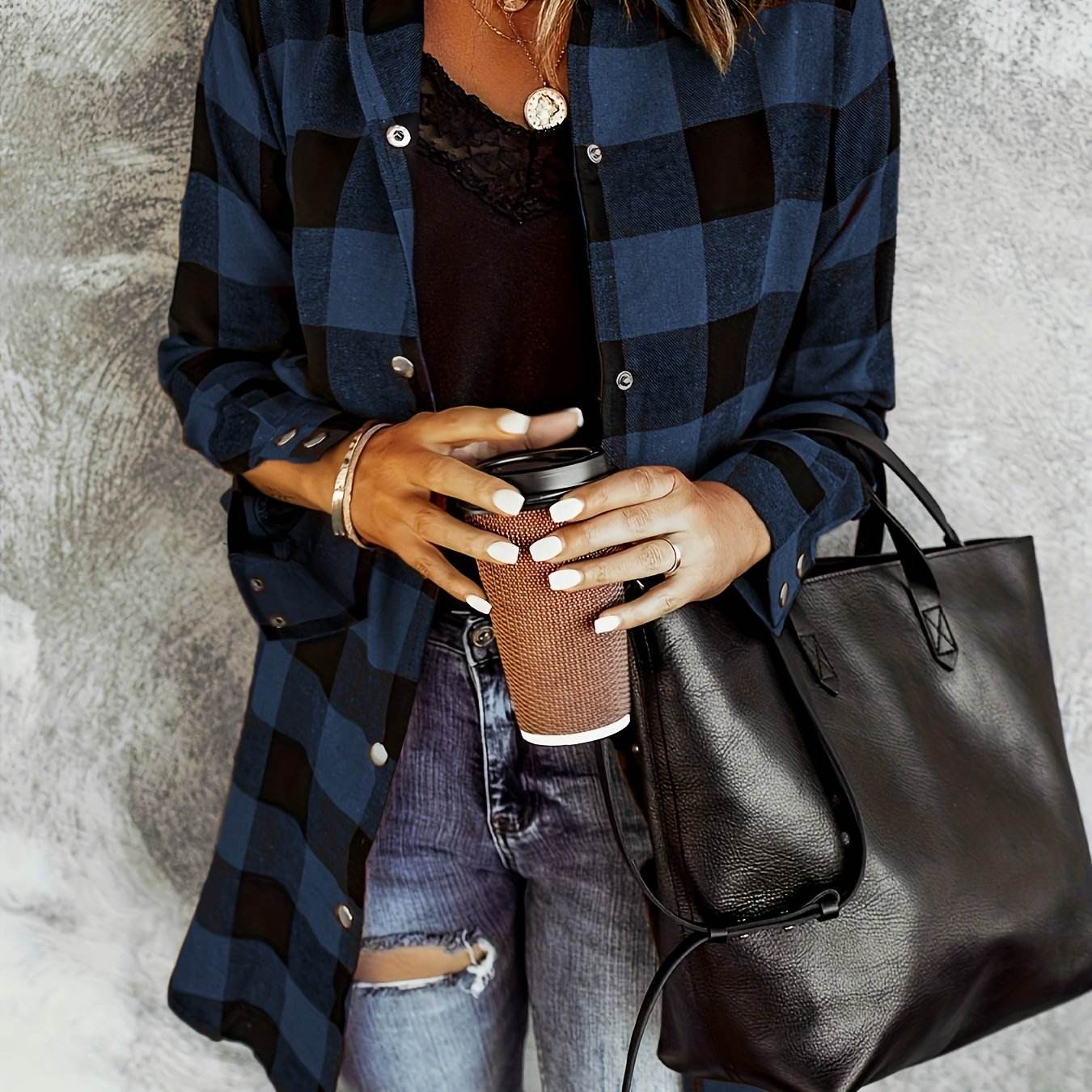 Relaxed Fit Plaid Shacket - Montero Milan