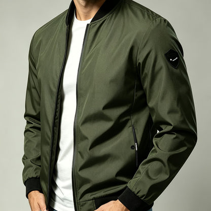 Men'S Autumn Herringbone Jacket Lightweight Windproof Casual Coat, Slim Fit Business Commute Top, Suitable for Travel, Walking, And Office Wear, Spring/Autumn Multi-Color Versatile Solid Color Windproof Outerwear, Ideal for Fitness, Running, Sports - fern green / NZ 32